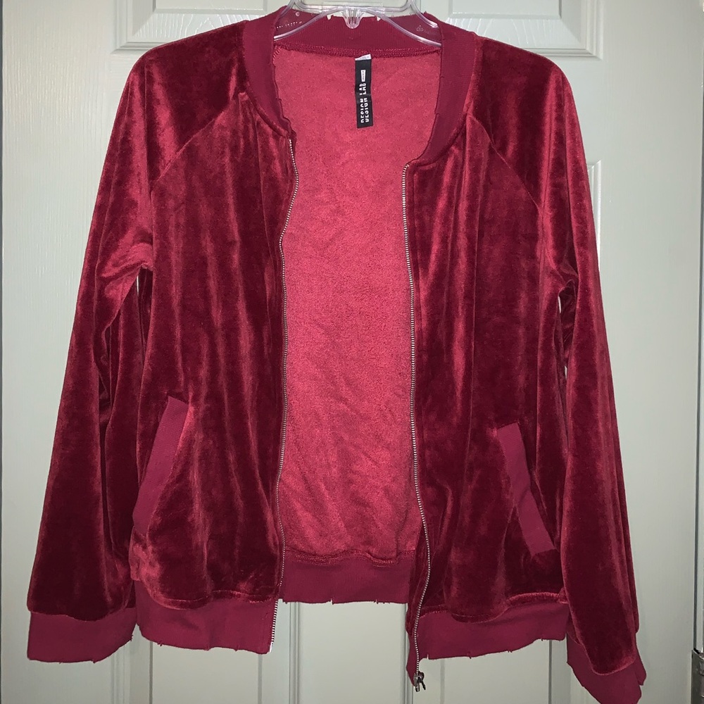 Red velvet bomber jacket